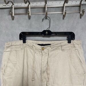 Sean John‎ Shorts Men's 38 Beige Linen Cargo Vacation Summer Bermuda Drawstrings